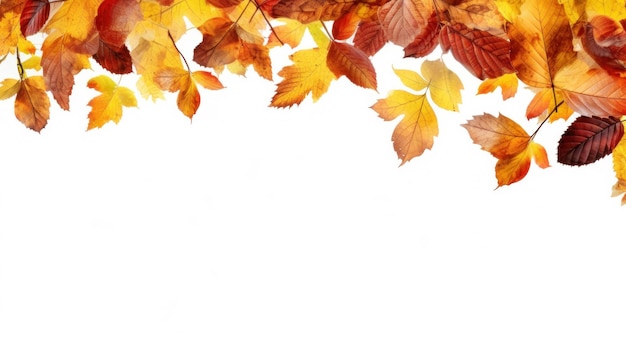 Borda das folhas de outono isolada Ilustração AI Generative