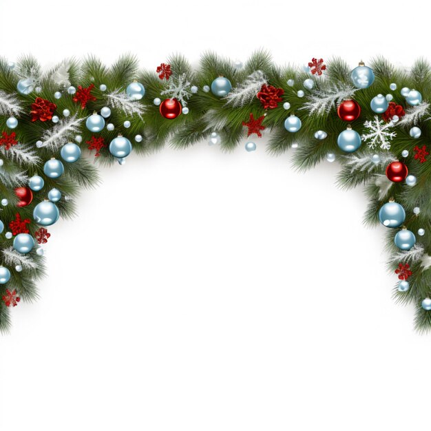 Borda de Natal em forma de arco largo isolada em AI Generative branco