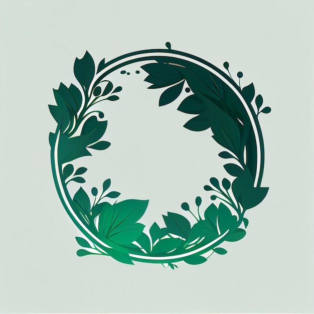 Foto borda do círculo verde para texto e design fundo de coroa de folhas verdes generative ai
