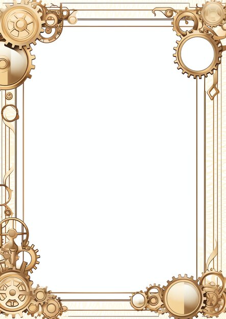 Borda do quadro de engrenagem Steampunk em fundo branco