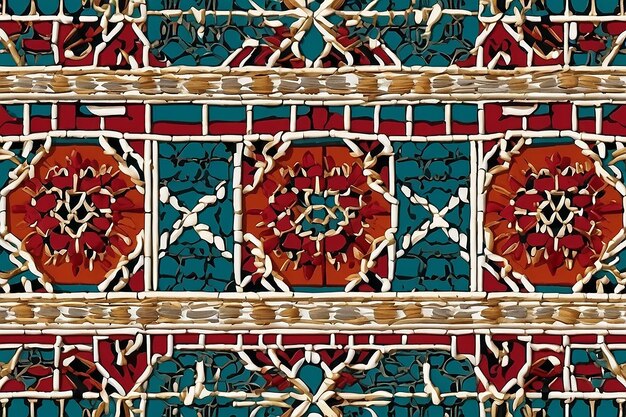 Bordado Fassi marroquino padrão geométrico abstrato