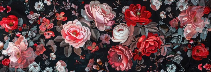 bordado muitas flores bem detalhadas cartaz de papel de parede