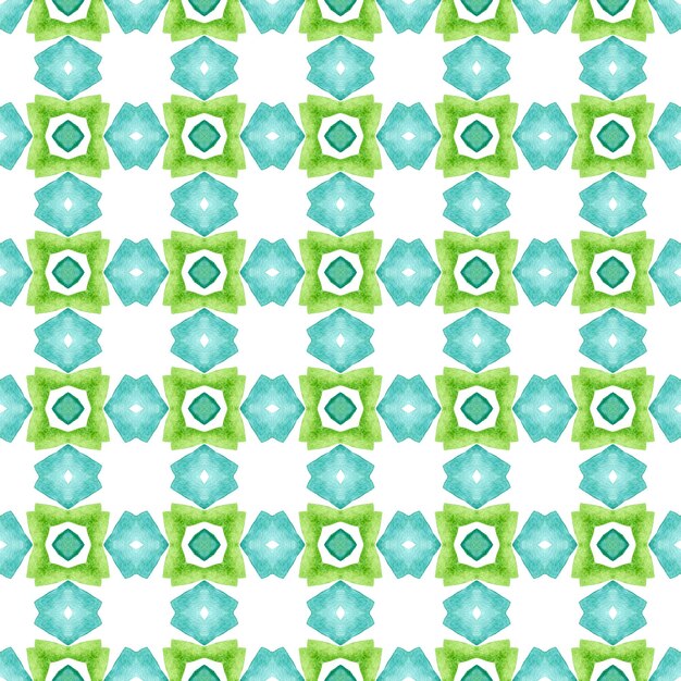 Borde de acuarela de chevron geométrico verde. Diseño verde sublime boho chic de verano. Impresión espléndida lista para textiles, tela para trajes de baño, papel tapiz, envoltura. Patrón de acuarela de Chevron.