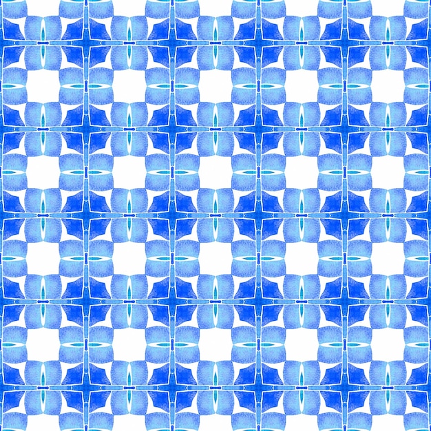 Borde de acuarela en mosaico pintado a mano Azul Real