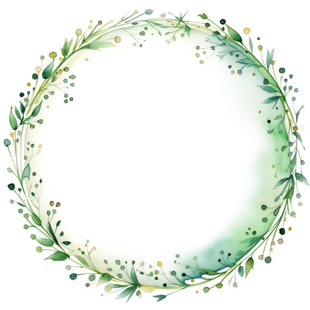 borde circular de pequeñas estrellas ilustración estilo boho fondo blanco color verde