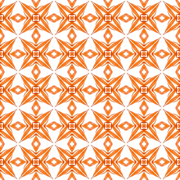 Borde dibujado a mano arabescos orientales. Maravilloso diseño de verano boho chic naranja. Diseño dibujado a mano arabescos. Impresión textil lista para ir a buscar, tela para trajes de baño, papel tapiz, envoltura.