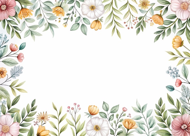 un borde floral con flores y hojas