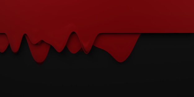 Borde de gota de sangre fondo de flujo de sangre de halloween fondo negro líquido rojo ilustración 3d