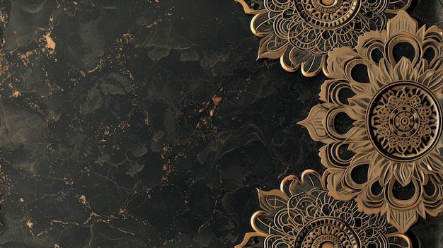 un borde de marco decorativo 3D elaborado con acero de línea delgada que exuda una sensación de lujo y elegancia enmarcado contra un fondo negro de ébano que mejora su lujo opulento