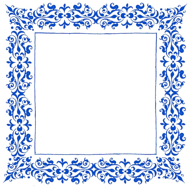 El borde del marco de filigrana azul png