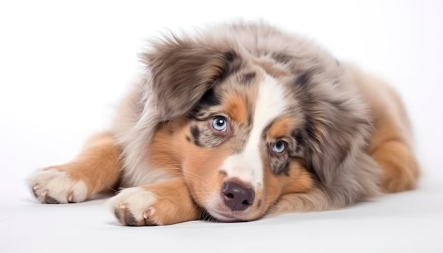 Border collie frente a fondo blanco generar ai