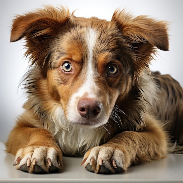 Border Collie-Hündchen, gekrümmt, Rot-Merle