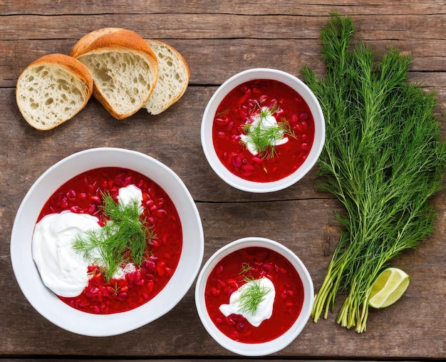 borsch rojo con sopa de tomate con verduras