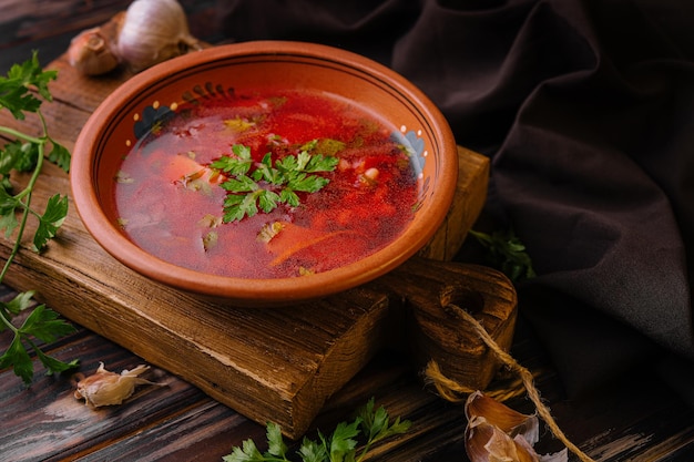 Borsch ucraniano de cocina nacional