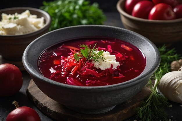 Borscht con rábano picante fresco