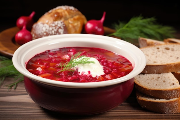 Borscht rojo con crema agria