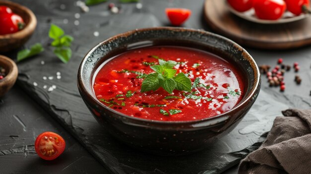 Foto borscht ucraniano tradicional uma tigela de borscht de beterraba com creme branco