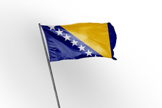 bosnia_and_herzeovian ondeando la bandera en una imagen de fondo blanco