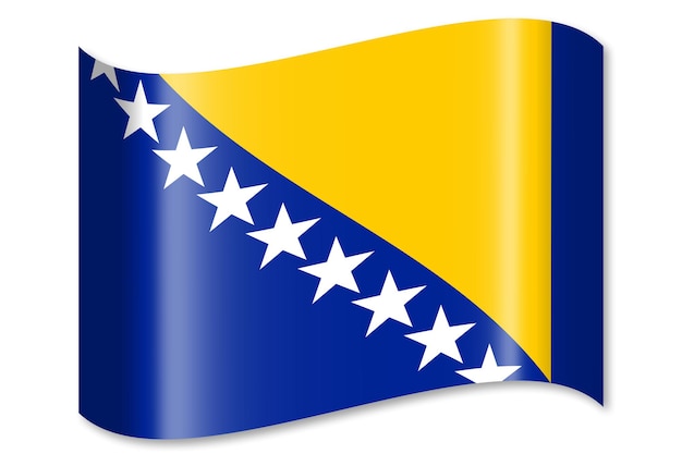 Foto bosnien winkende landesflagge auf weißem hintergrund