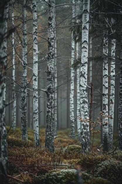 Foto un bosque de abedules blancos