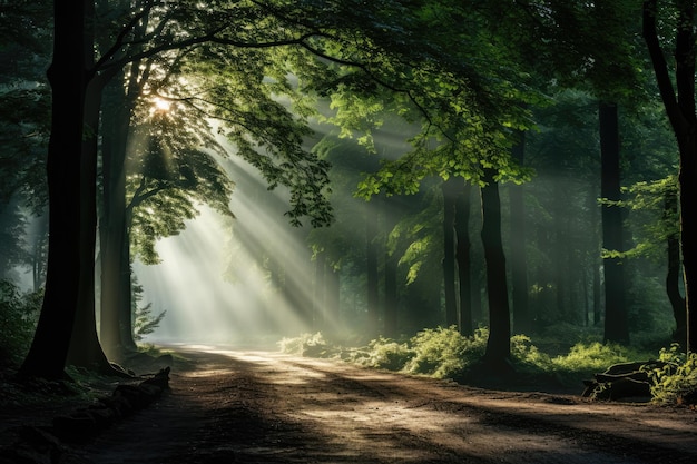 Bosque de arces temprano en la mañana fotografía publicitaria profesional.