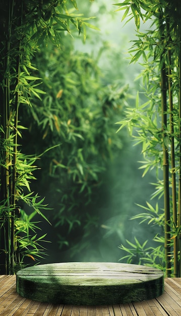 bosque de bambú con un fondo verde con la palabra bambú en el medio