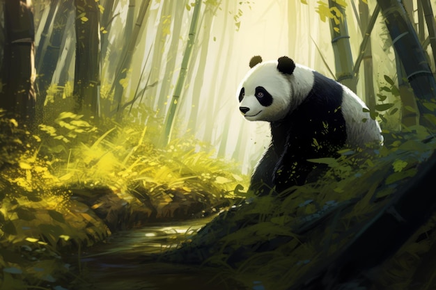 El bosque de bambú panda genera Ai