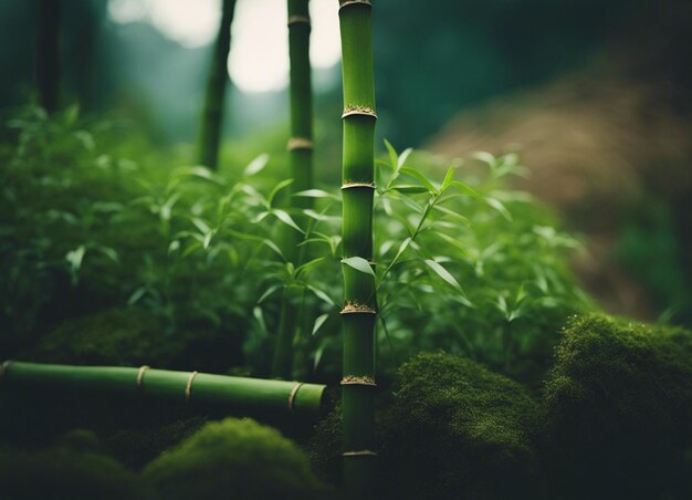 Foto un bosque de bambú verde a la luz del día