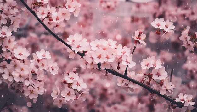 Un bosque de cerezas rosadas en flor