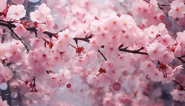 Un bosque de cerezas rosadas en flor