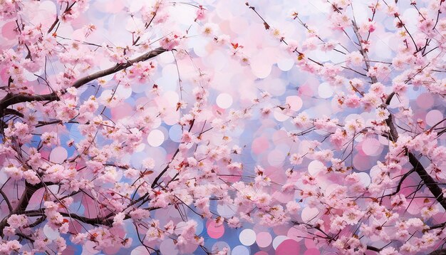 Un bosque de cerezas rosadas en flor