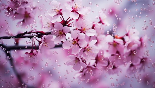 Un bosque de cerezas rosadas en flor