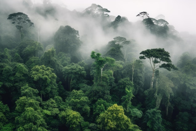 Un bosque con una cubierta de nubes