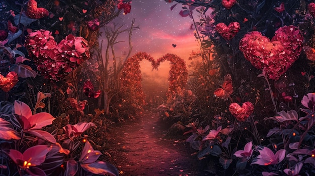 bosque encantado del amor en pragma del día de san valentín