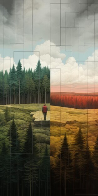 Foto bosque encantado un viaje cubista a través de ilustraciones hiperrealistas