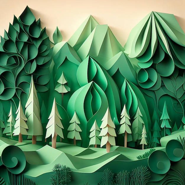 Bosque estilo papel IA generativa