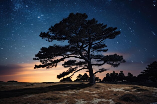 El bosque etéreo en el resplandor nocturno de la Vía Láctea