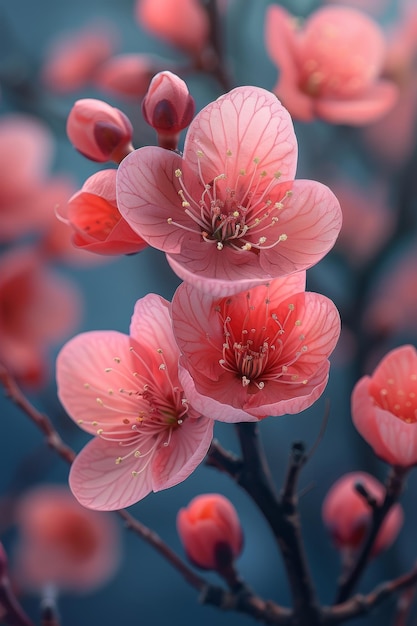 Foto bosque de flores de melocotón en una primavera cálida ia generativa