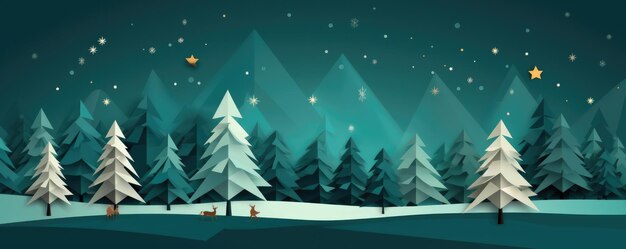 Bosque lleno de árboles decorados con navidad tarjeta de felicitación de navidad panorama Generativo Ai