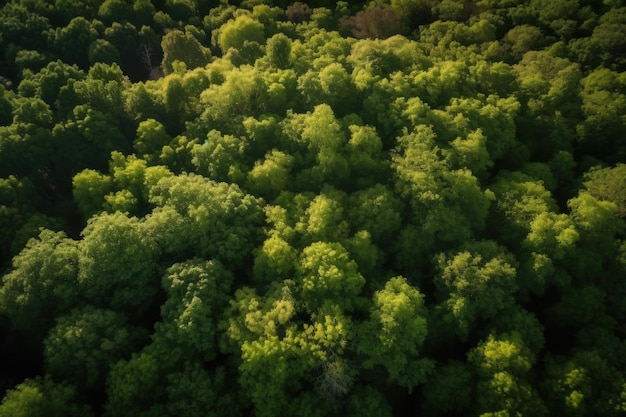 Un bosque lleno de muchos árboles verdes IA generativa