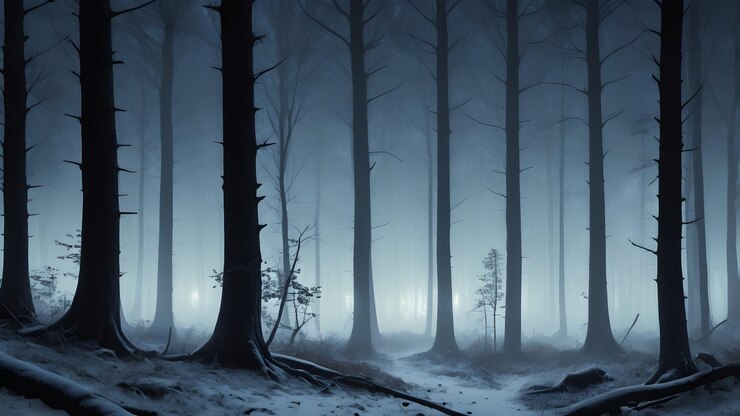 un bosque con una luz en él