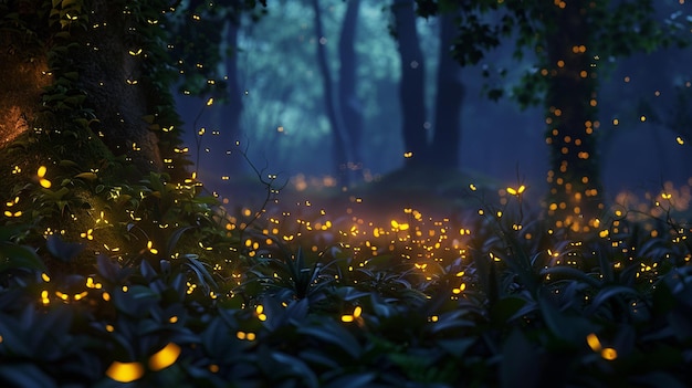 Foto un bosque con una luz en el fondo