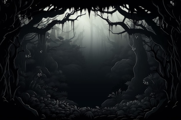 Bosque de marco de estilo cómic negro Generar Ai