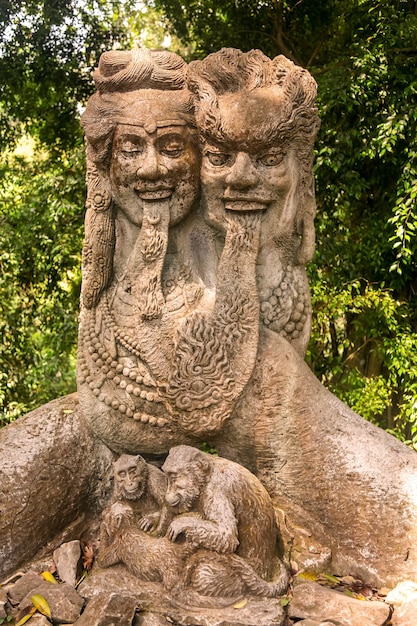 Bosque de monos en la ciudad de Ubud en la isla de Bali, Indonesia