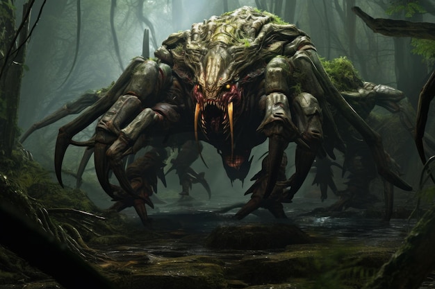 El bosque de monstruos colosal del escorpión genera Ai