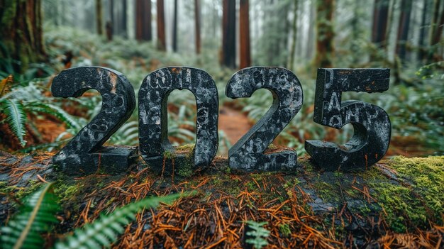 un bosque con los números 1 y 2 en el medio