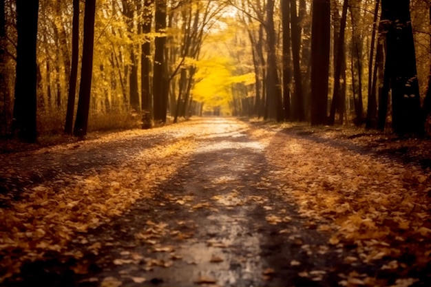 bosque de otoño en la mañana