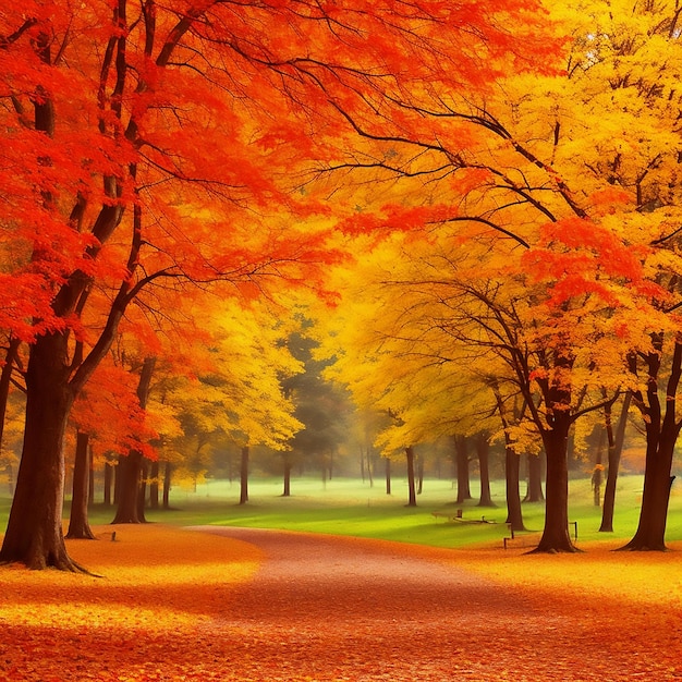 bosque del parque de otoño