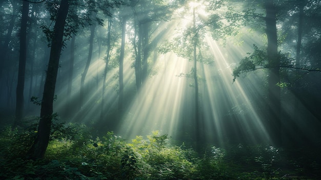 Un bosque pintoresco con abundantes árboles verdes