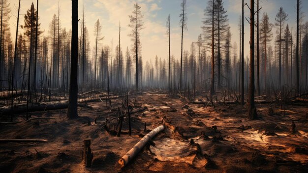 Foto bosque quemado tras incendios forestales